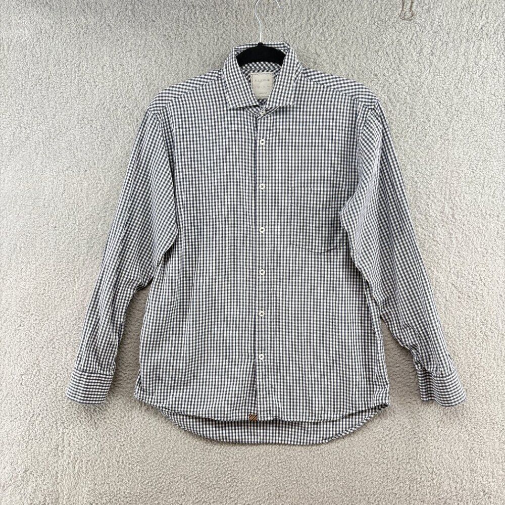Billy Reid Men’s Standard Cut Button Down Shirt Medium Navy White Gingham Cotton